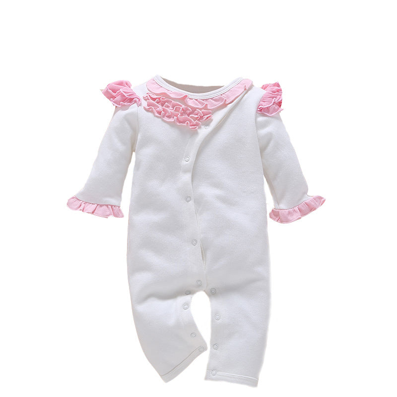 One-year-old baby wears newborn baby clothing romper jumpsuit