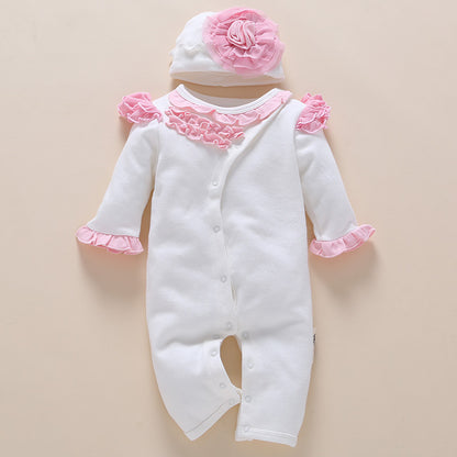 One-year-old baby wears newborn baby clothing romper jumpsuit
